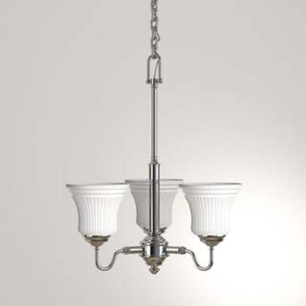 3-Light Brushed Nickel Chandelier with Frosted Glass Shades